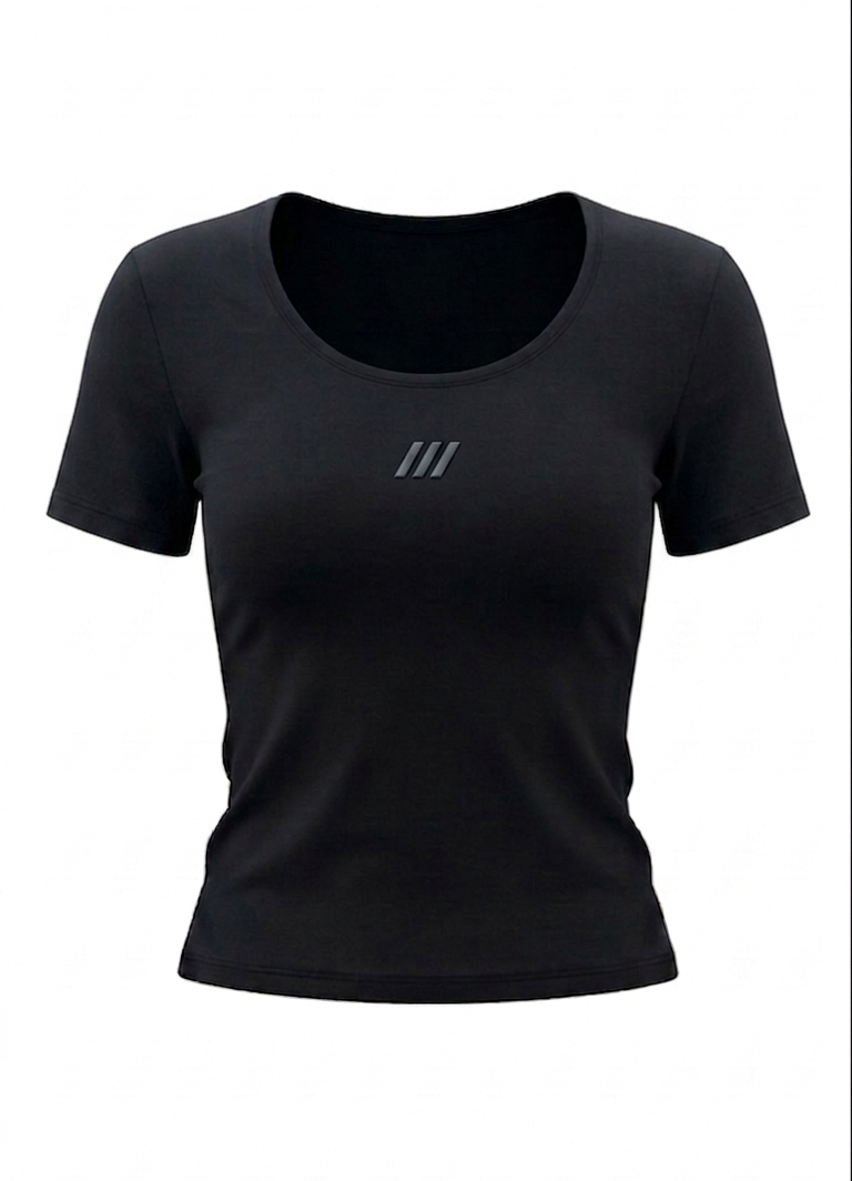 ROUNDED NECK - BABY TEE (BLACK)