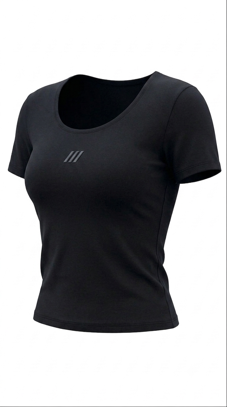 ROUNDED NECK - BABY TEE (BLACK)