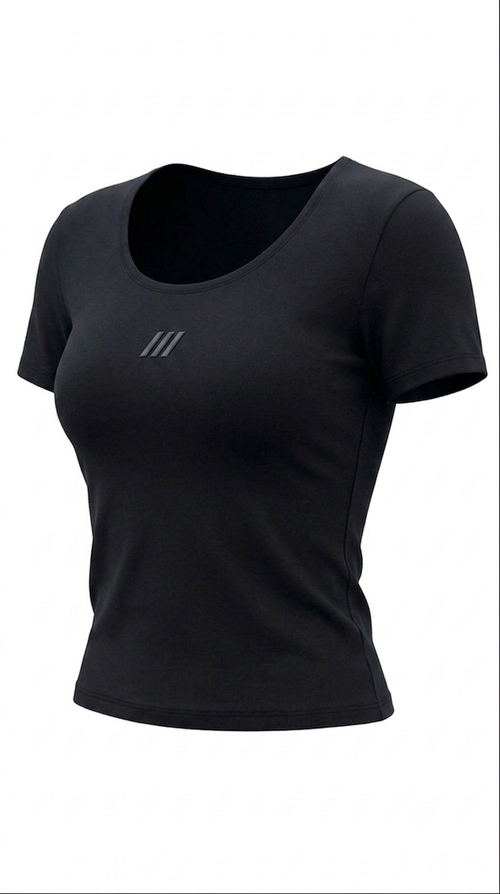 ROUNDED NECK - BABY TEE (BLACK)