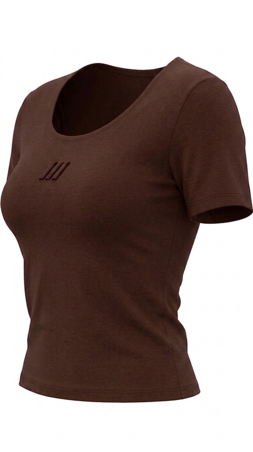 ROUNDED NECK - BABY TEE (DARK BROWN)