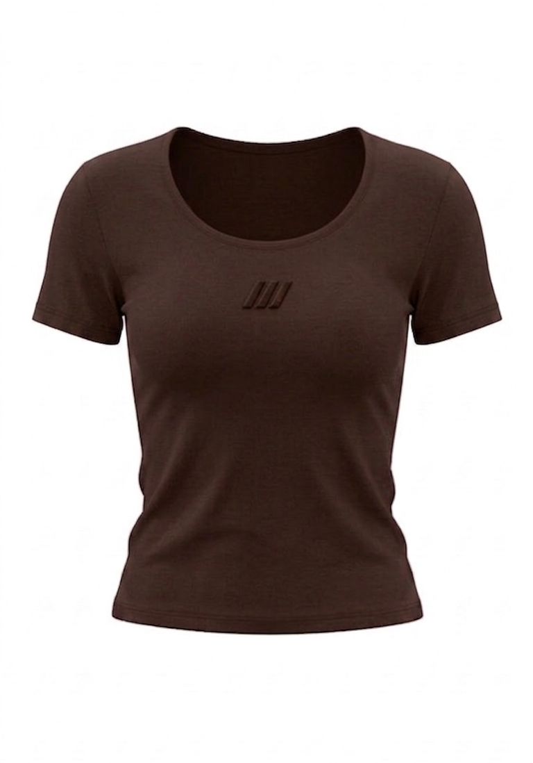 ROUNDED NECK - BABY TEE (DARK BROWN)