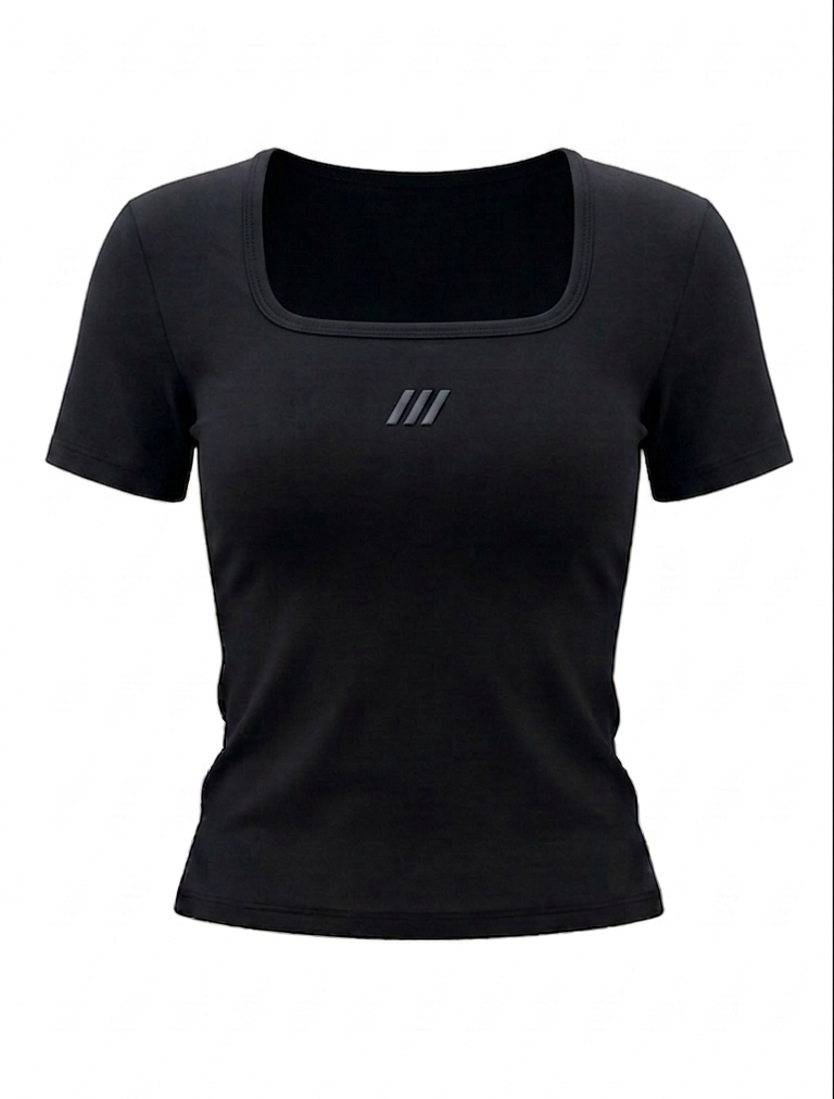 SQUARE NECK – BABY TEE (BLACK)