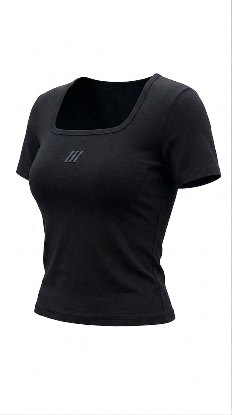 SQUARE NECK – BABY TEE (BLACK)