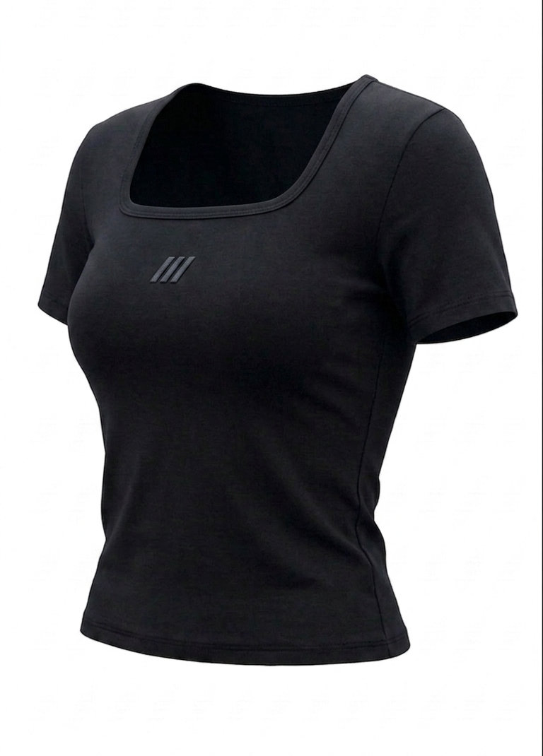 SQUARE NECK – BABY TEE (BLACK)