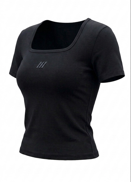 SQUARE NECK – BABY TEE (BLACK)
