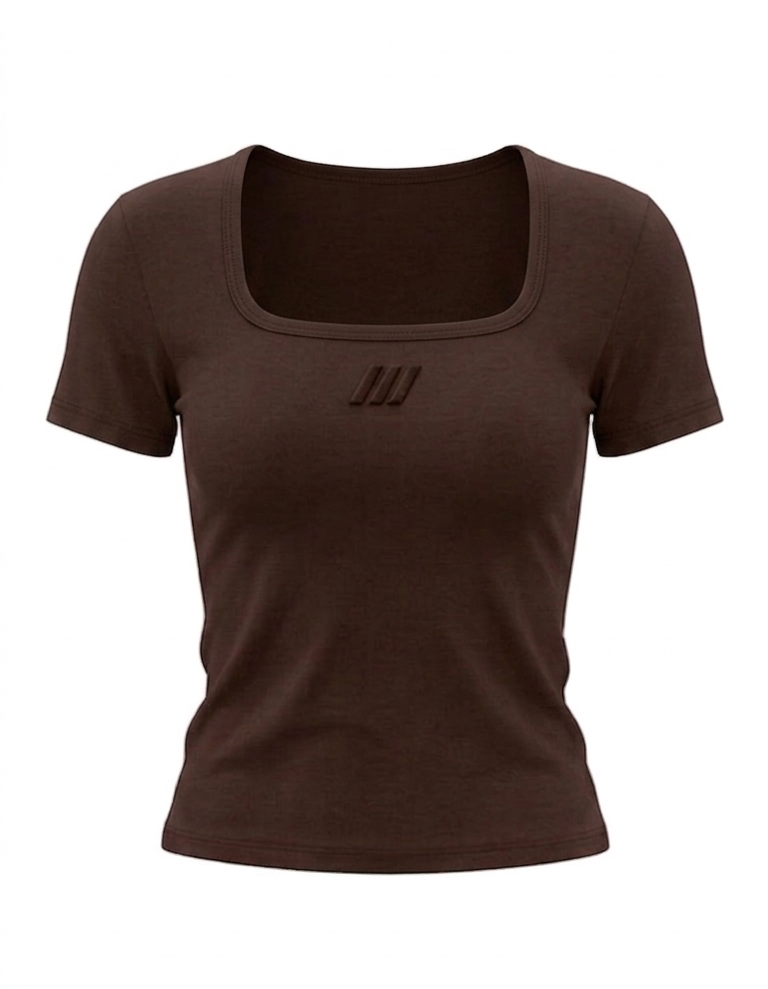 SQUARE NECK -BABY TEE (DARK BROWN)