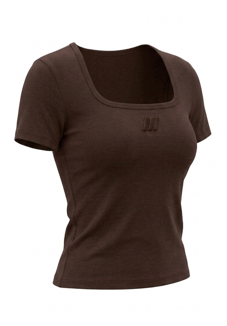 SQUARE NECK -BABY TEE (DARK BROWN)