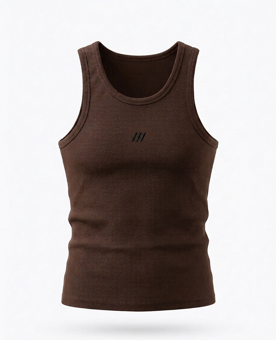 TANK TOP – Essential Ribbed (Brown)