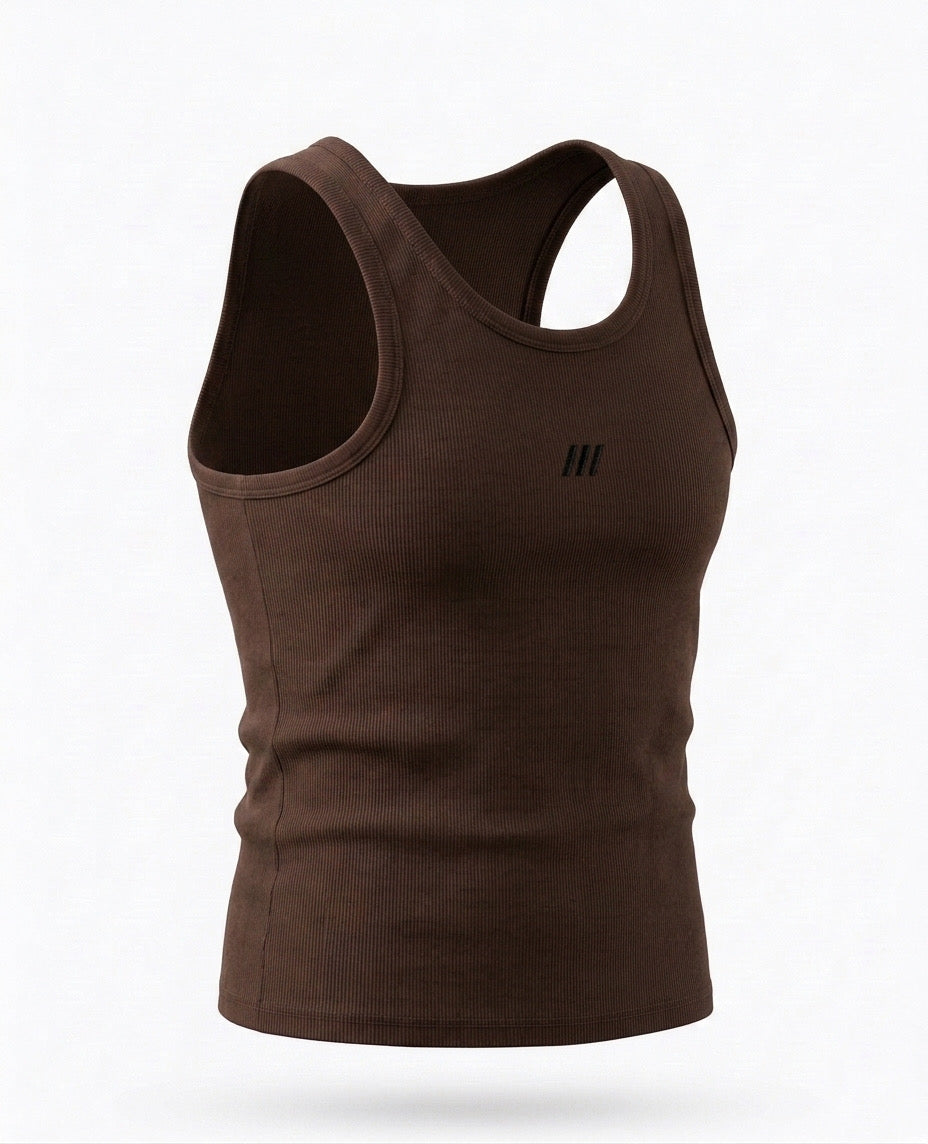 TANK TOP – Essential Ribbed (Brown)
