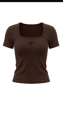 SQUARE NECK -BABY TEE (DARK BROWN)
