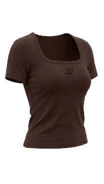 SQUARE NECK -BABY TEE (DARK BROWN)